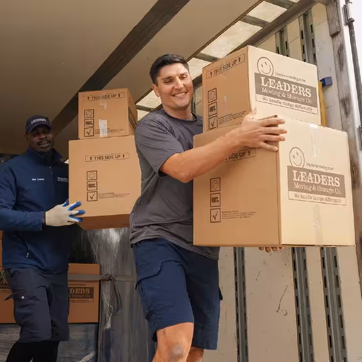 A Leaders crew unloading the truck.